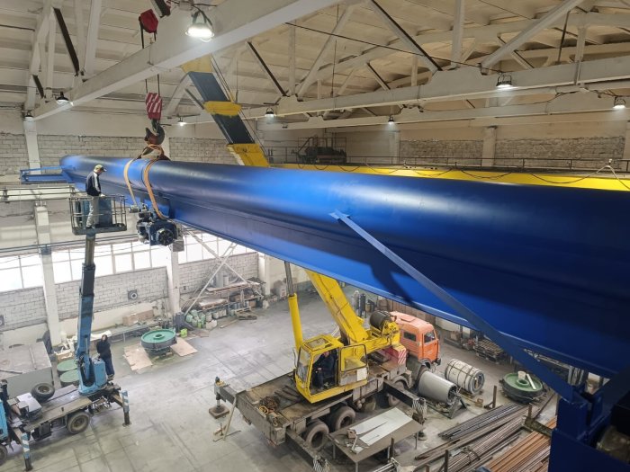 Монтаж крана опорного однобалочного г/п 16т. пролёт 22,5м.